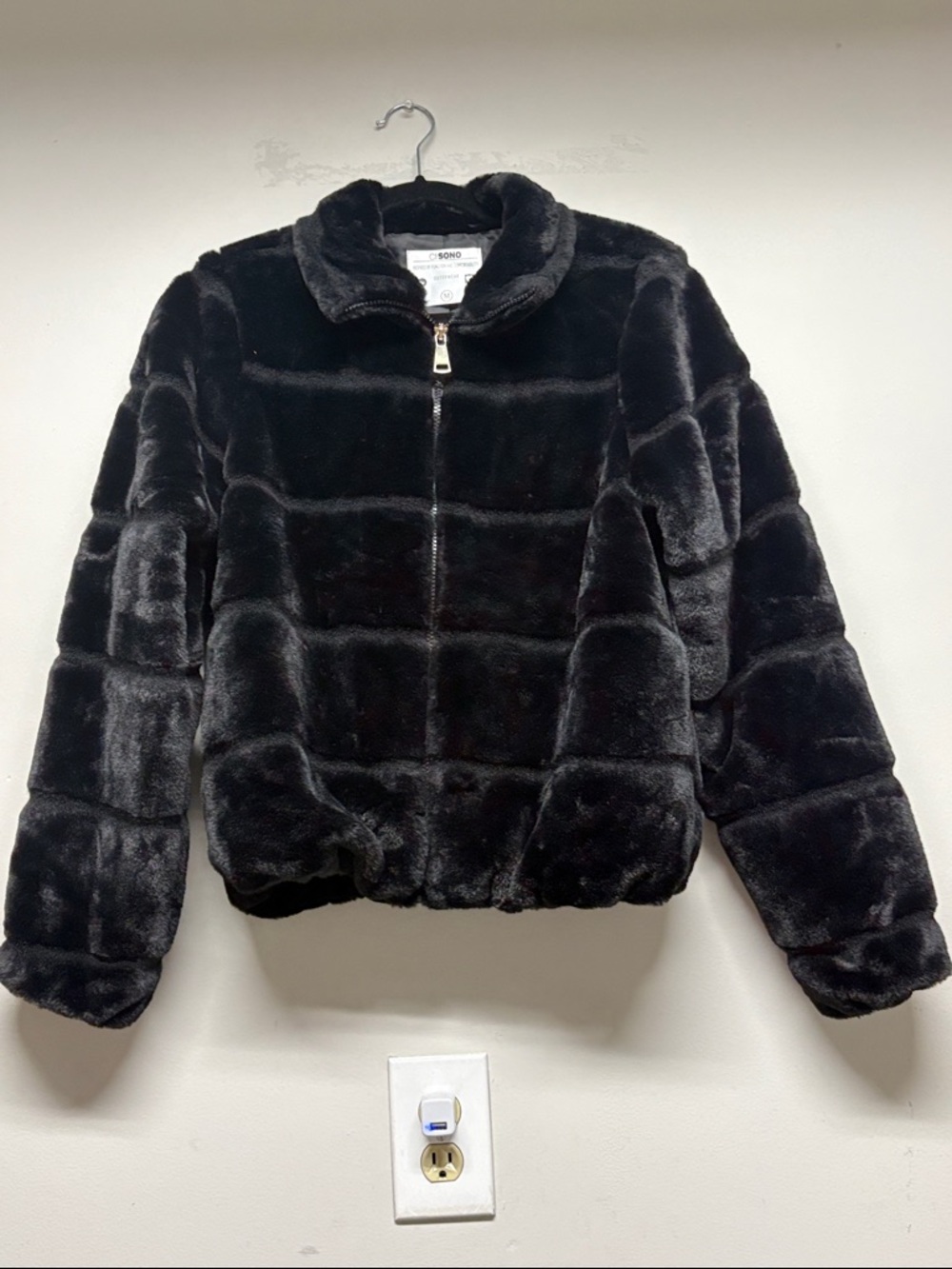 Ci Sono Black Plush Faux Fur Teddy Jacket